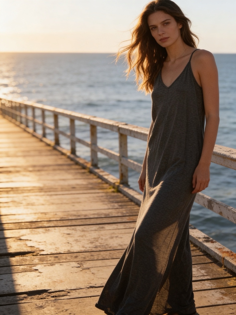 NWT Abound Charcoal Gray Sleeveless Maxi Dress Soft Stretch Size S